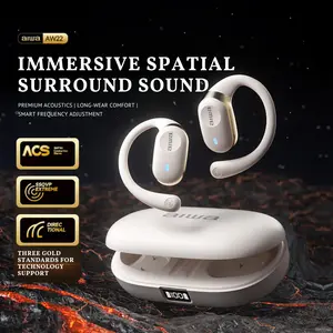 AIWA AW22 Bluetooth Headphones - High-Quality Sound, Air and Bone Conduction, Wireless Open-Ear Hook Design, Ideal for Sports and Running