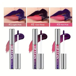 3pcs/set Matte Lip Stain Gel - Waterproof Long-Lasting -Off Formula, High- Moisturizing Lip Gloss Suitable for All Skin Types, Berry Tones - Easy Apply & Remove, for Adult Lips
