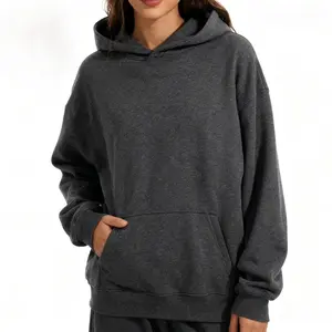 Holafish Unisex Oversized Fleece Hoodies Solid Basic Sweatshirts Hooded Pullover 2025 Fashion Fall Clothes Trendy Outfits Winter Sweater with Pocket Black