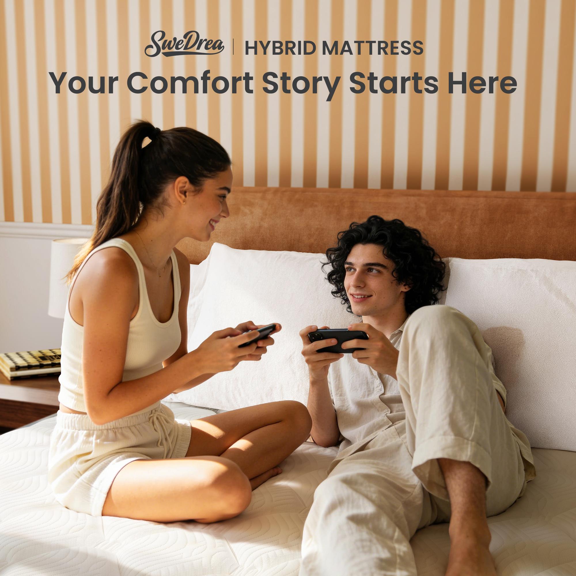 Ergonomic Hybrid Mattress - 10-12 Inch Medium Firm Bed, Fiberglass Free, Targeted Back & Neck Support, Superior Edge Support for No Sinking, Breathable & Motion Isolation for Deep Sleep