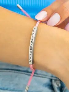 1pc Don't Let The Hard Days Win Inspire Bracelet - Stainless Steel & 18k Gold Plated Braided Design with Engraved Message - Adjustable Up to 10"