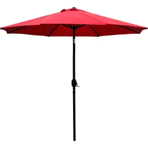 9' Patio Umbrella Outdoor Table Umbrella with 8 Sturdy Ribs (Red)