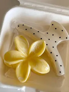 2-Pack Hair Claw Clips for Women, Non-Slip Design for Buns & Ponytails, Marble Floral Print, Flower Hair Clip, Minimalist Acrilic Hair Accessory, Hair Claws Set