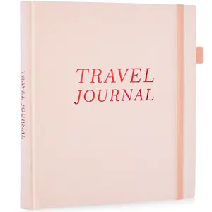 Travel Journal for Women, Travelling Planner Notebook Diary for Traveler, Travel Gifts, Pink / Dark Green