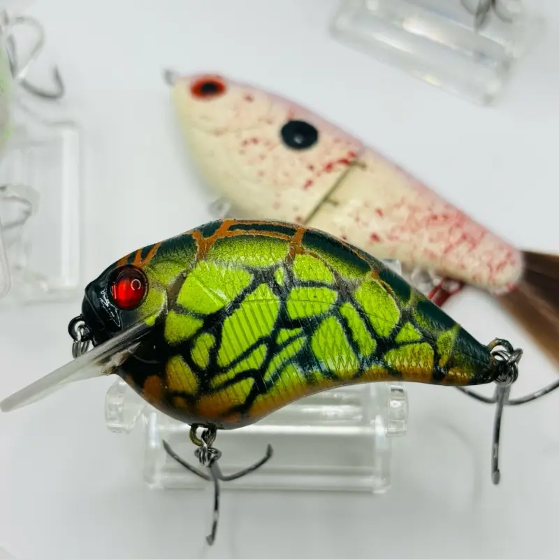 Custom painted square bill crankbait Mega Bass S style with Mustad hooks
