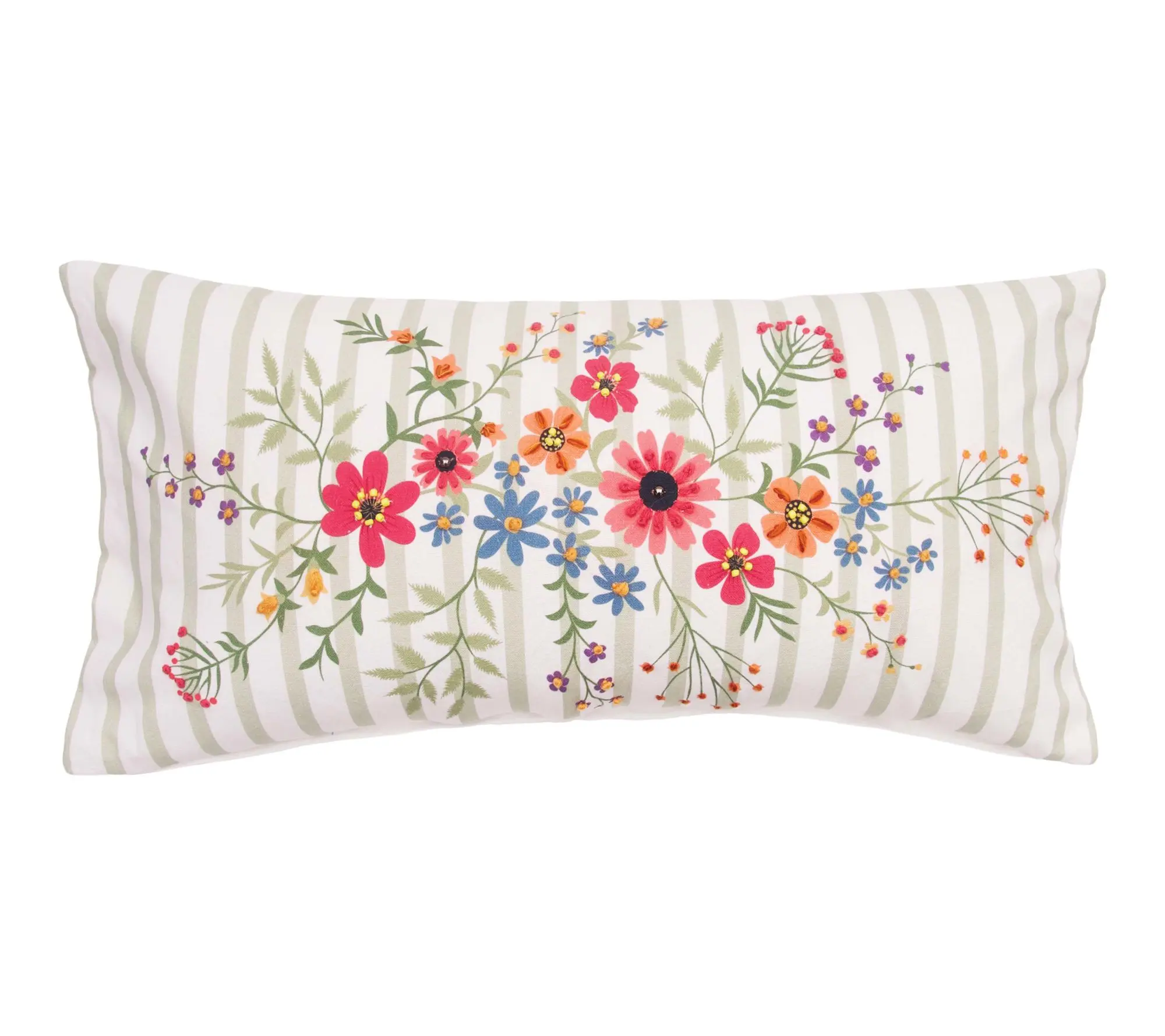 Botanical Stripe Throw Pillow by Valerie