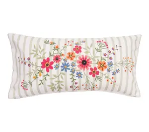 Botanical Stripe Throw Pillow by Valerie