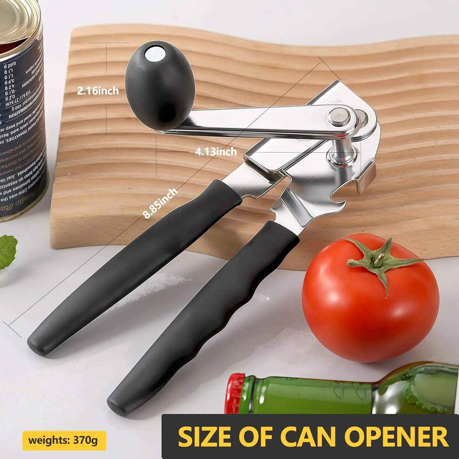 Stainless Steel Heavy-Duty Manual Beverage Can Opener with No-Damage Bottle Opener, Easy-Grip Design for Home & Restaurant Use, Durable Kitchen Tool