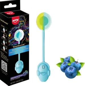 Amos TastySounds Lollipop with Music Blueberry - Integrated Music Feature for Entertainment and Treats - Perfect for Sweet and Tunes Lovers