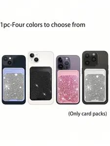 Fashion Luxury Sparkling Diamond Minimalist Phone Card Holder, Universal Sticky Back Wallet Pocket, Mobile Phone Cellphone, Suitable for Most Smartphones