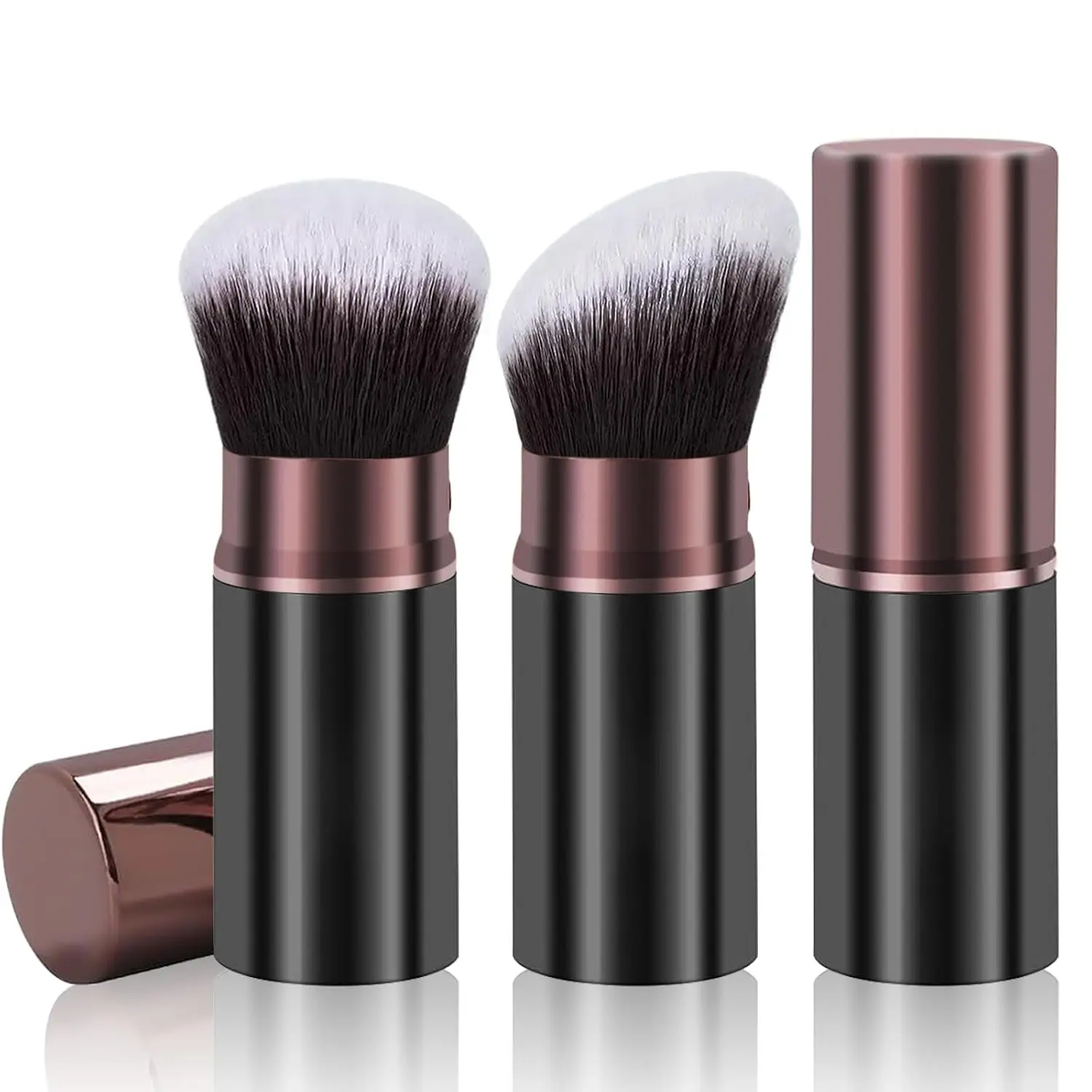 Retractable Kabuki Brushes, 2 Pack Travel Powder Face Makeup Brush Set