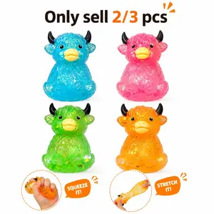 2/3 Pack Highland Cow Squishy, Mini Cute Animal Decompression Squeeze Toy for Adults, Slow Rising Sensory Fidget Stress Ball for Anxiety Relief, Easter Basket Stuffer Party Favor Gift for Cow Lover and Animal Lovers