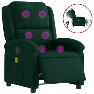 vidaXL Electric Massage Recliner Chair, Adjustable Reclining Armchair, Wingback Recliner for Home Theater Cinema, Modern Style, Dark Green Velvet 3205958