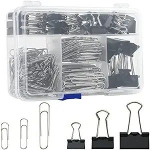 340-Piece Black Binder & Jumbo Paper Clips Set with Compartment Organizer – Assorted Sizes for Office, School & Home
