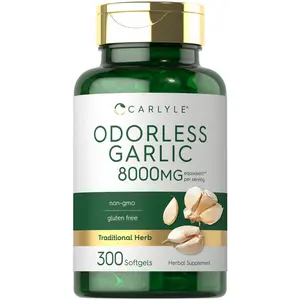 Carlyle Odorless Garlic Softgels 8000 mg | 300 Count | High Potency Formula | Non-GMO and Soy Free Carlyle Odorless Garlic Softgels 8000 mg | 300 Count | High Potency Formula | Non-GMO and Soy Free