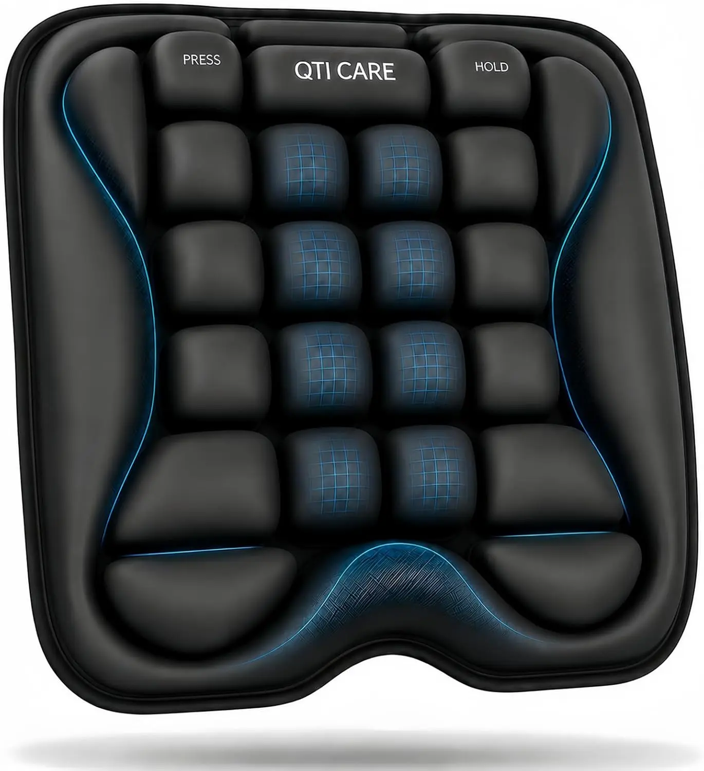 Airplane Seat Cushion - Inflatable Air-Cell Travel Pad for Long Flights - Portable Ergonomic Seat Support for Car, Office Chair, and Wheelchair with Built-In Integrated Rapid Pump