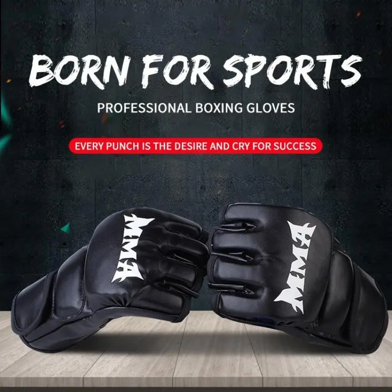 1 Pair of Half - Finger Boxing Gloves, for Adult & Kids' MMA Fighting Training, Universal for Sanda, Fighting and UFC, Boxing Gloves with Molded Padding, Boxing Training Gear, Boxing Equipment