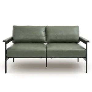 60" Modern PU Leather Loveseat Sofa 2 Seater Couch for Living Room Apartment