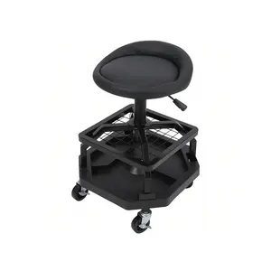 Rolling Shop Stool For Garage With Casters 330LBS Heavy Duty Shop Seat With Tool Tray, Garage Stool Adjustable Telescoping Stool, 360° Swivel Mechanic Chair For Garage & Workshop