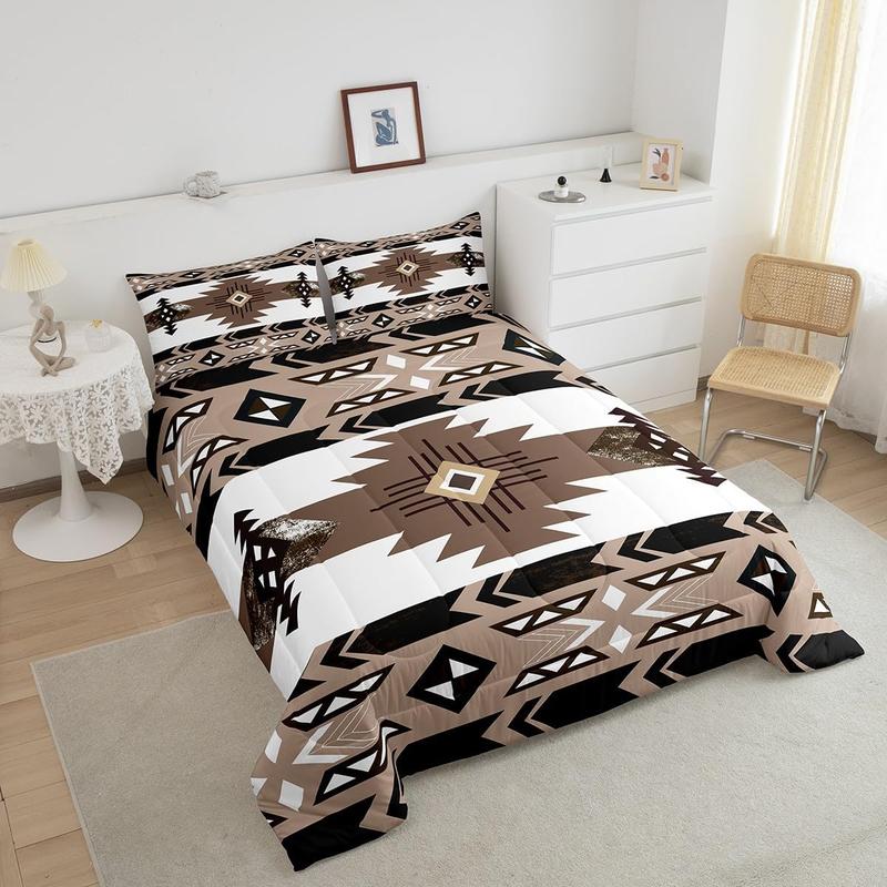 Southwestern Bedding Set,Bohemian Geometric Quilt,Ethnic Tribal Arrow Comforter Set,Western Diamond Triangle Exotic Aztec Duvet Insert