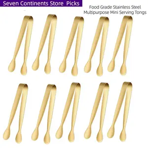 Stainless Steel Ice Tongs - Gold/Silver Mini Food Grade Serving Tongsfor Ice Cubes, Sugar Cubes, Tea Party, Coffee Bar & Home Kitchen Utensils