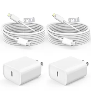 Fast Charger For iPhone 14,2-Pack 20W USB C Wall Charger With 6FT Type-C to Lightning Cables for iPhone 14/13/12/11 Pro Max,Mini,8, iPad/AirPods