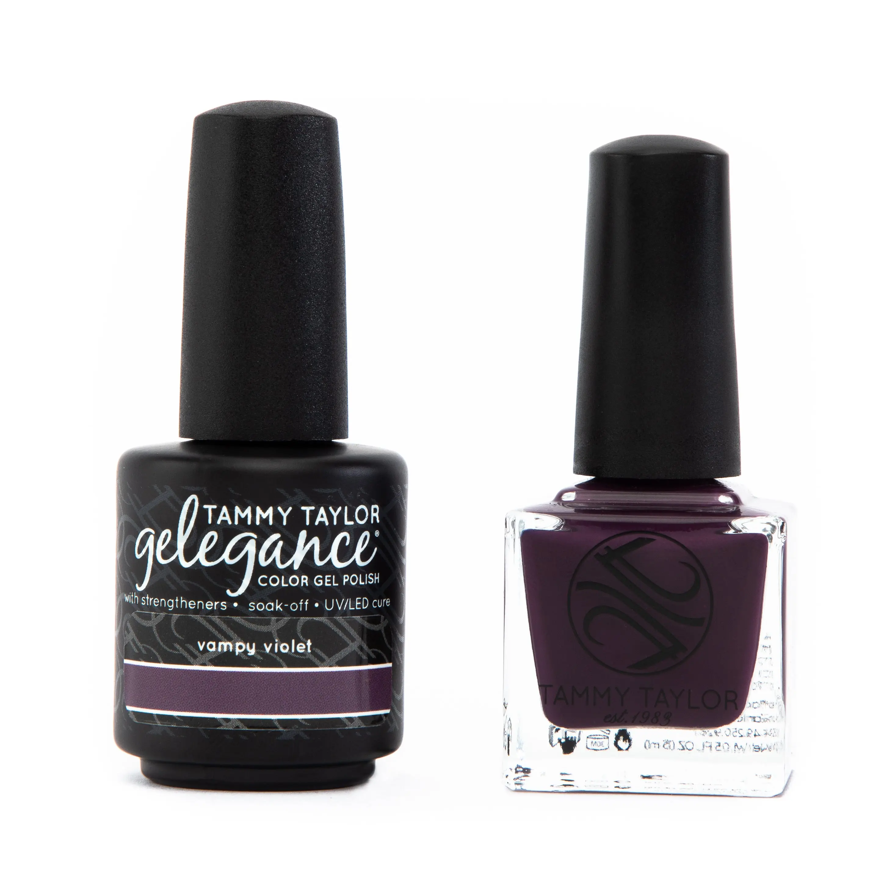 Tammy Taylor Nails Vampy Violet Soulmates - Deep Plum Color Gel Polish & Nail Lacquer Set - High Pigment Long Lasting Formula