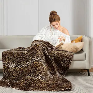 Luxury Leopard Print Blanket Fleece Throw Blanket for Bed Sofa Travel and Camping, Super Soft Cozy Fluffy Plush Blanket, Cheetah Print Blanket for All Seasons Perfect Gift Luxury Plush Flannel Throw - Queen Size Bed Decoration