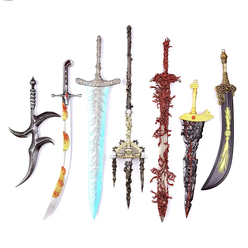 Elden Ring Miniature Model Weapons for Home Decoration, High Fidelity, High Quality, Not Sharp, Black Knife, Starscourge Greatsword, Dark Moon Greatword, Maliketh Black Blade, Mohgwyn Spear, Blasphemous Blade, etc