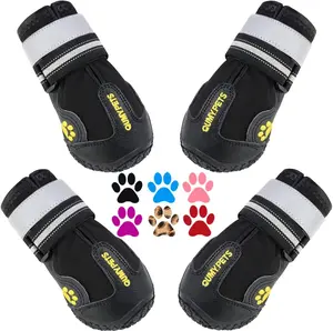 QUMY Paws Protectors for Large Dogs - Water-Resistant & Slip-Proof Rubber Sole - Secure Fit with Adjustable Straps - Perfect for Winter Snow, Summer Hot Pavement, and Indoor Hard Floors - QUMY High-Quality Pet Products