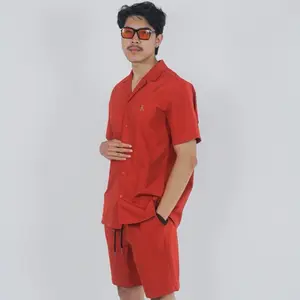 Men’s Orange Shorts Outfit Set for Summer - Suits, Overalls