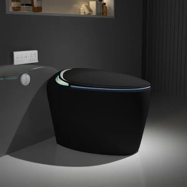 Unique Smart Toilet with Bidet Built In Pink Auto Open Close Seat Foot Sensor LED Display Night Light Warm Water Dryer 1.28 GPF Flushing Technology