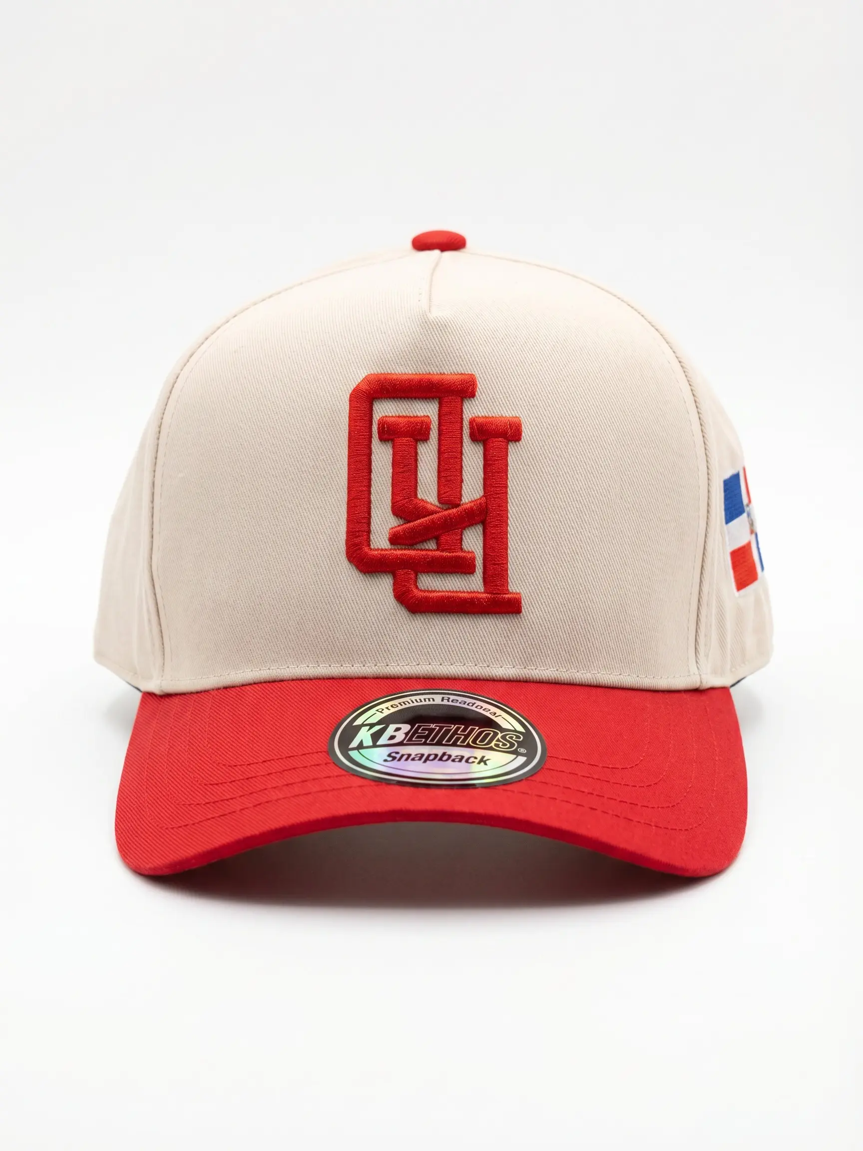 Red DOMINICAN 'Upside Down RD Logo' A-Frame Snapback