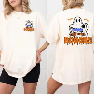 Comfort Colors Show Me Your Booobie T-shirt, Funny Halloween Ghost Cute Shirt, Vintage Tee For Men and Women, Unisex Shirt