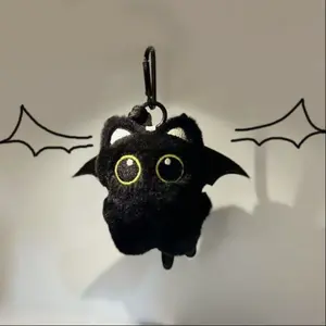 Handmade Cute Ghost Wings Cat Pendant, Halloween Decoration for Car Rearview Mirror Backpack Keychain Student Book Bag Charm Gift Cute Charms Keychain