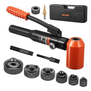 fathersdaygift VEVOR Knockout Punch Set, 10 Ton Hydraulic Knockout Set, 1/2 to 2 KO Tool Kit Hole Making Tool, KO Tools Kit W/6 Dies for Metal Electrical Cabinets, Electrical Control Cabinets, Switch Cabinets