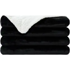 Sherpa Blanket King Fleece Bed Blankets Soft and Warm Fuzzy Microfiber,Black 90"x108"