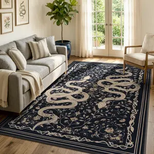 Lahome Washable Area Rug Large Snake Living Room Rugs, Soft Rug for Bedroom, Non-Slip Indoor Carpet for Dining Room Home Office