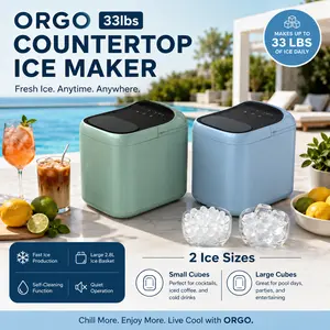 ORGO 33lbs Countertop Ice Maker – Compact Ice Machine Available in Blue & Green