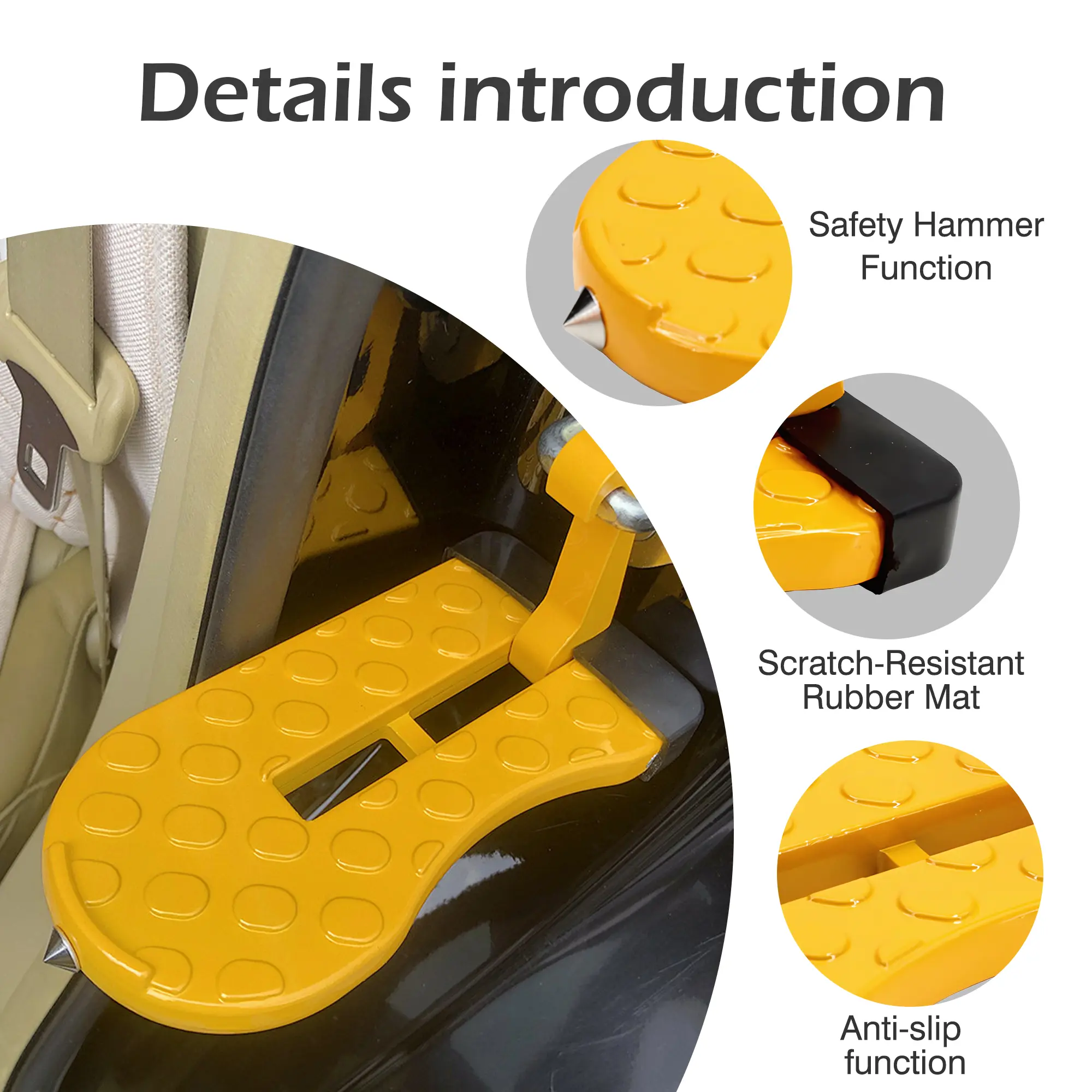 1 Count SUV Roof Step Assist, Car Door Hook-On Foot Pedal for Rack Access | Universal for SUVs & Trucks Car Accessories Vehicle