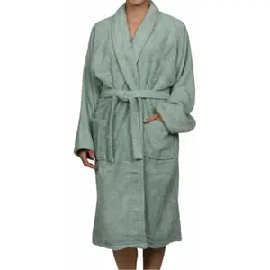 212 MAIN Unisex Soft Casual Egyptian Cotton Terry Bathrobe - Sage, Extra Large, Long-Sleeve, Adjustable Cuffs, 2 Pockets, Loungewear (Modest Fashion, Men's Islamic Clothing)