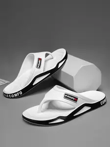 Unisex Letter Design Sandals, Casual Non-Slip Flip Flops, Indoor Outdoor Walking Shoes, Beach Summer Sandals, Bathroom Slippers