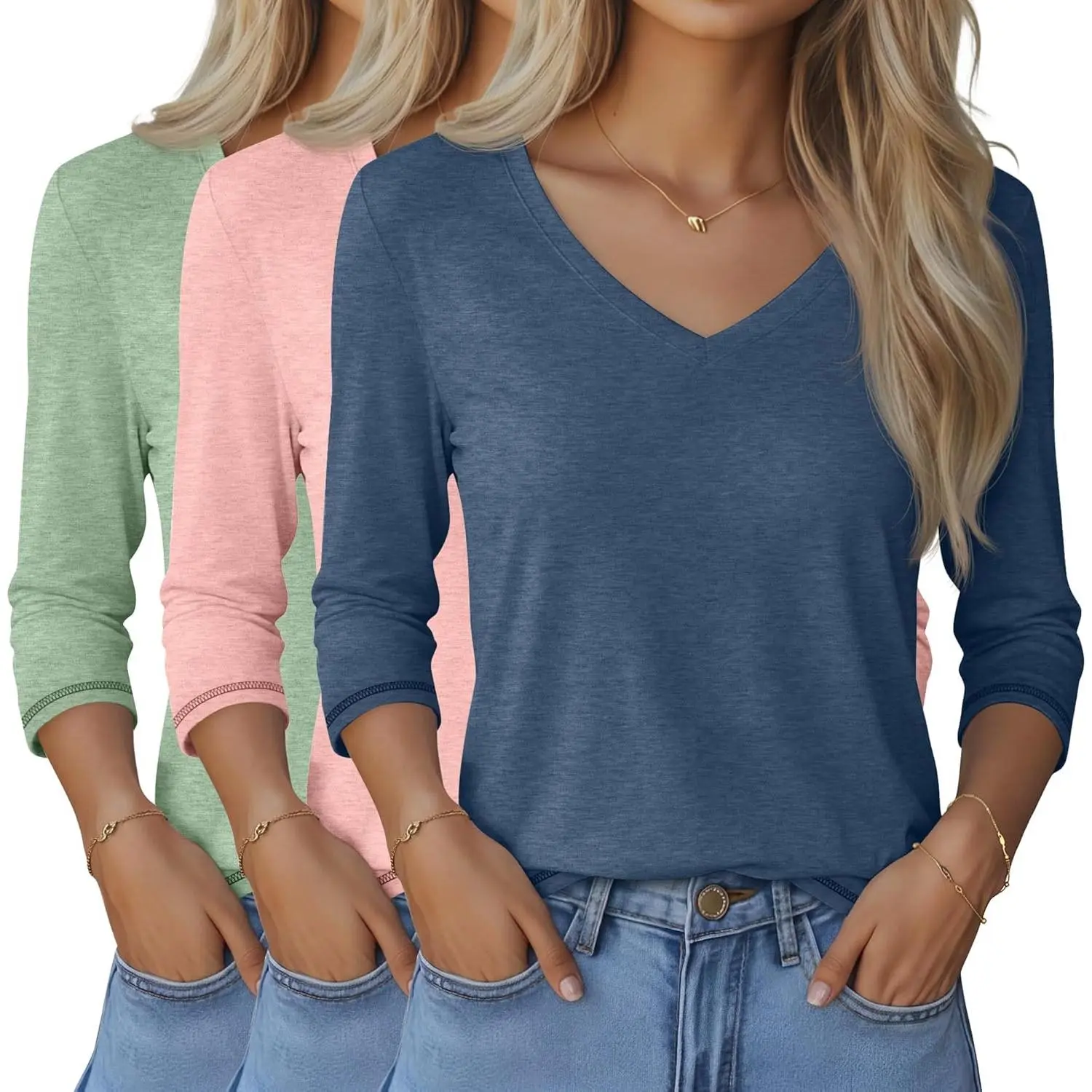 Haze Blue, Light Pink, Light Green