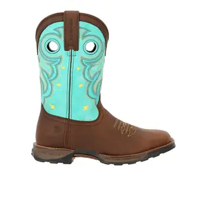 Durango Womens Maverick Embroidered 10 Inch Waterproof Square Toe  Work/Duty - Blue, Brown