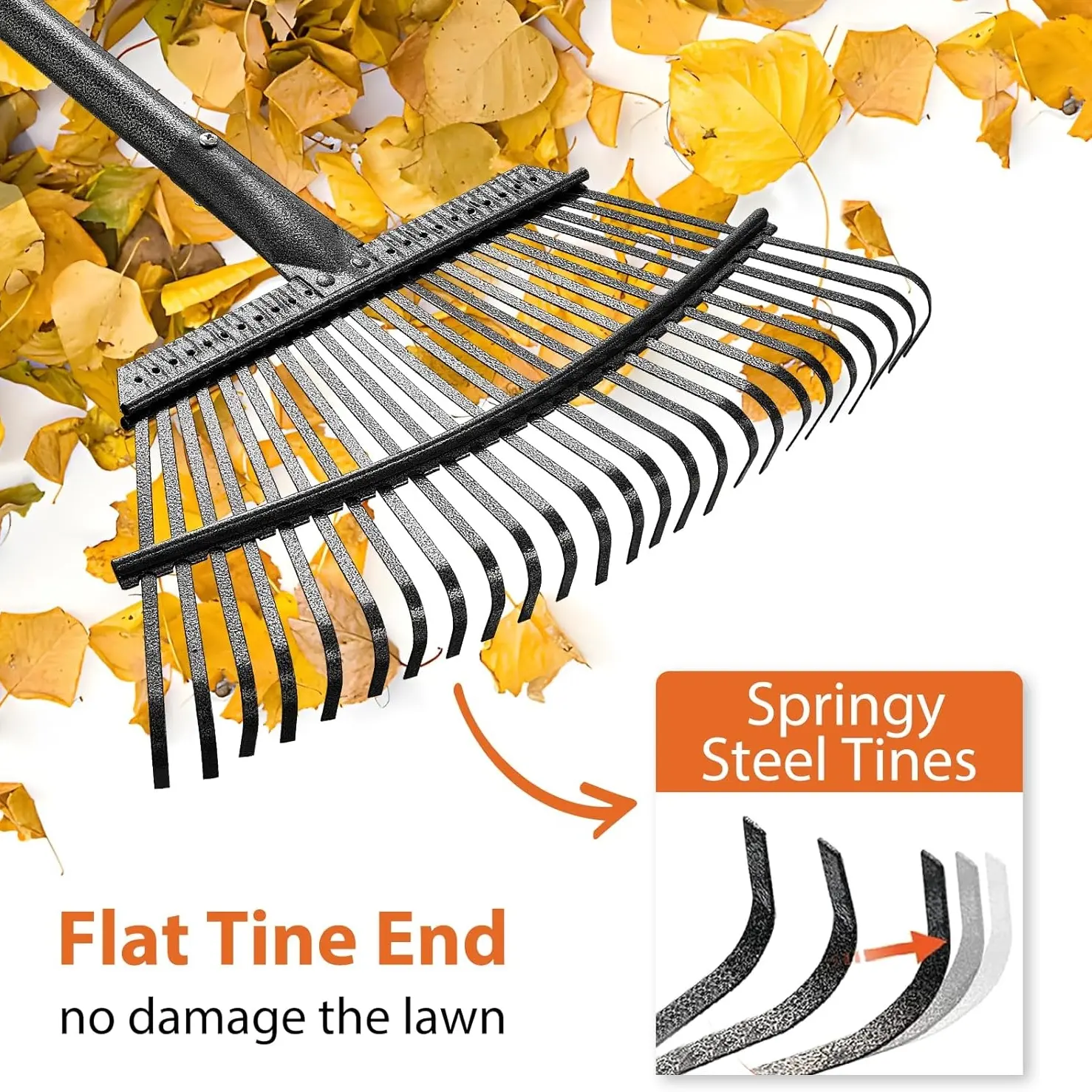Stainless Steel Garden Rake and Shovel Set, 25 Tooth Leaf Rake, Metal Lawn Landscape Tool, Ideal for Yard Weeding and Outdoor Cleaning, Durable Gardening Tools