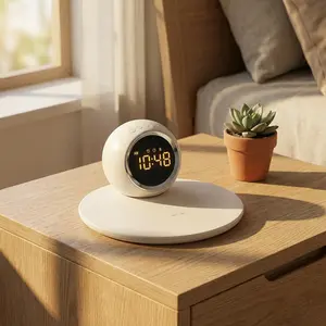 Multi-Function Wireless Charging Digital Night Light Alarm egg alarm clock | Exclusive Holiday Design | Creative Home Gift | Themed Edition for March Madness, Spring Break, World Cup & Easter