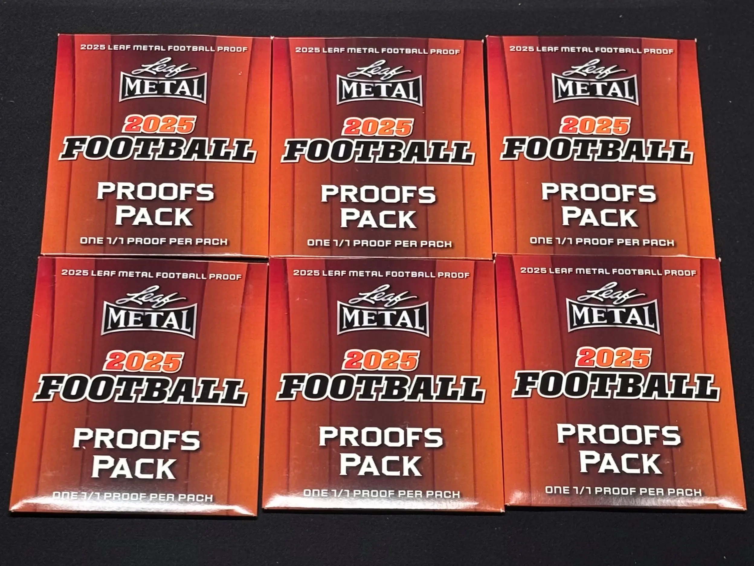 Lot of (6) 2025 Leaf Metal Football GUARANTEED 1/1 Proof Packs