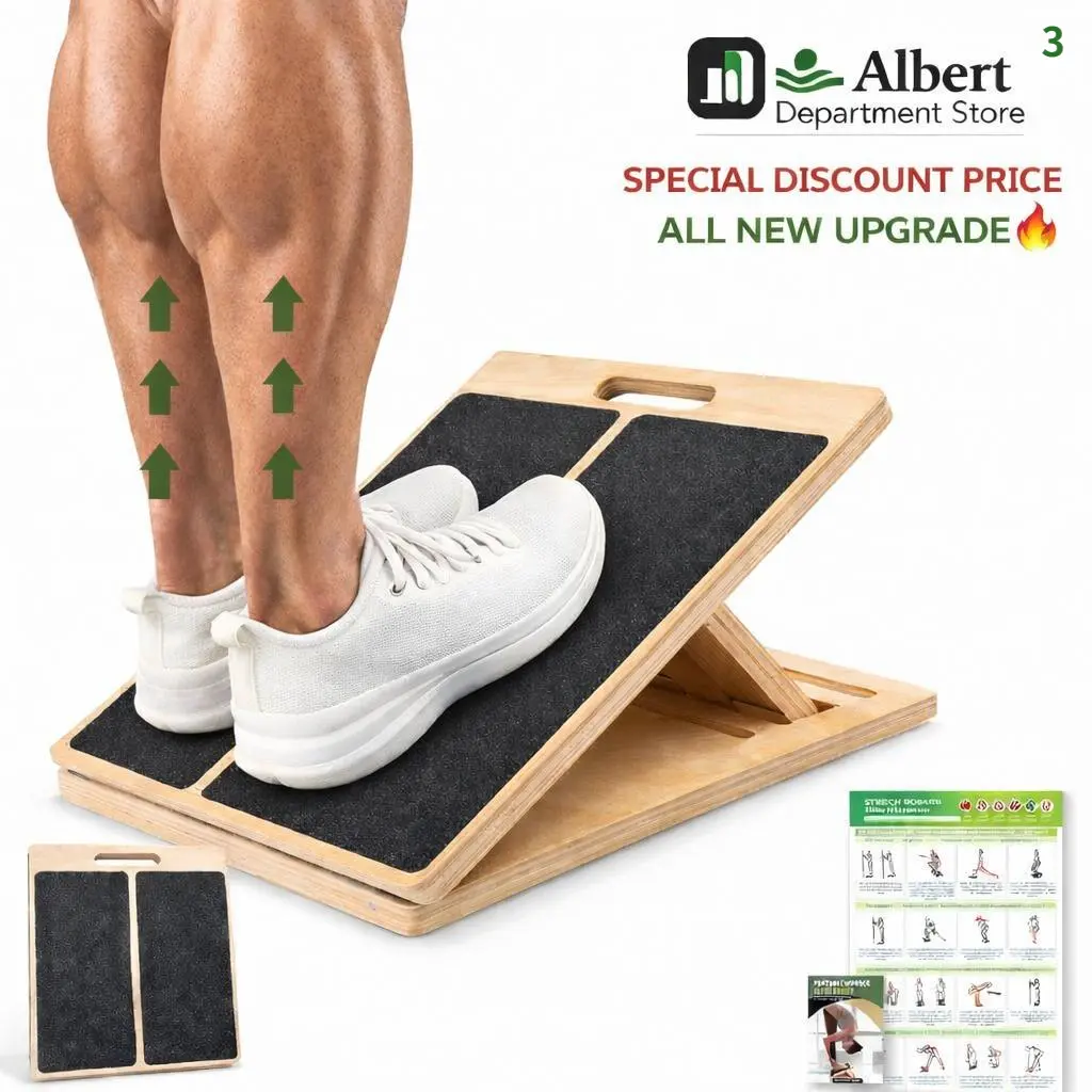 Premium Wooden Slant Board for Squats, 6-Level Adjustable Heel Elevated Squat Block, 450lbs Weight Capacity Calf Stretcher & Foot Wedge for Lower Body Strength & Quad Isolation