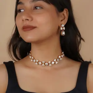 Uncut Polki Choker set/ Delicate and minimalist choker set/ Indian Moissanite choker indian jewellery usa