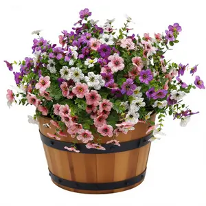 VIKINGS PANDA Artificial Flowers for Outdoors 24 Bundles 14" Silk Fake UV Resistant Realistic Daisies Faux Hanging Flowers for Planters Porch Garden Patio Decoracion Indoor Yard Home Decor Decorative Fruit Ornaments